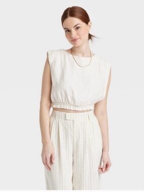 a new day Ivory Cropped Boxy Sleeveless Top